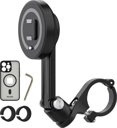 Mbajtëse telefoni për biçikletë TELESIN, për iPhone 15 Pro 15 Pro Max, rrotullim 360°, e zezë