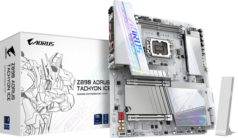 Pllakë amë Gigabyte Z890 AORUS Tachyon Ice, LGA1851, DDR5, E‑ATX, e argjendtë