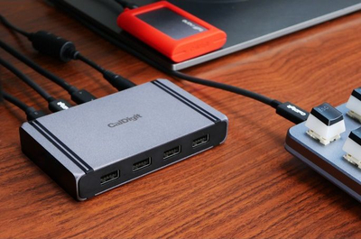 Hub CalDigit Thunderbolt 4 Element, 4x Thunderbolt 4, 4x USB, gri metalik
