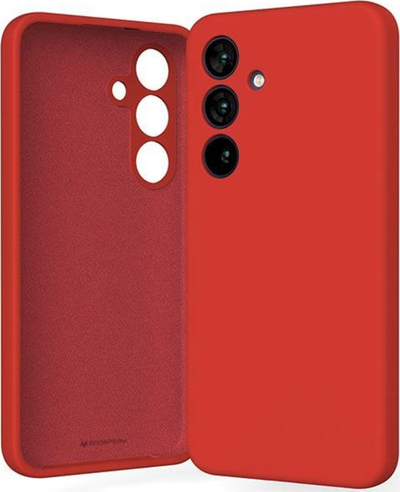 Силиконска маска Mercury за Samsung Galaxy S24, микрофибер, црвена