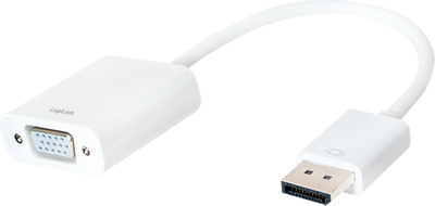Adapter video LogiLink CV0059B, DisplayPort në VGA, Full HD, i bardhë