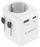 Përshtatës udhëtimi Gembird Grounded Universal, 20W, USB C PD, USB A QC, i bardhë