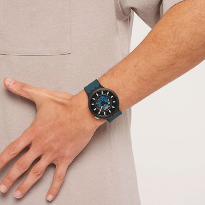 Orë për meshkuj SWATCH Big Bold Bioceramic SB03B107, e kaltër/zezë