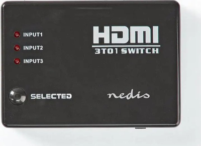 Ndarës HDMI Nedis me 3 porta, 3 hyrje e 1 dalje, Full HD 1080p, i zi