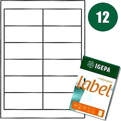Etiketa vetëngjitëse Mondi A4 Igepa, 96.5 x 42.3 mm, 100 fletë, të bardha