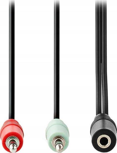 Kabllo audio ndarës Nedis CAGB22160BK02, 0.12m, 3.5mm në 2 x 3.5mm, e zezë