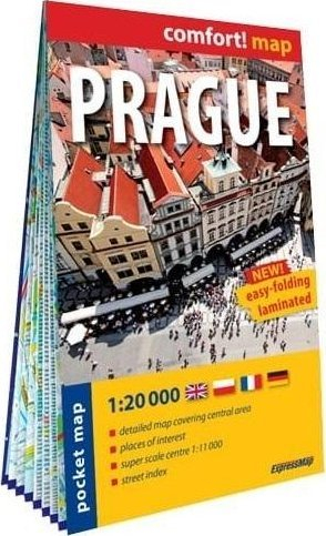 Hartë turistike Comfort!Map City Plan Prague, 1:20 000, plastifikuar, me shumë ngjyra