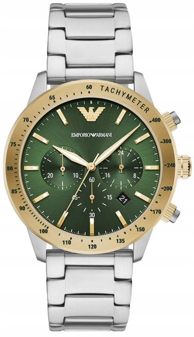 Машки хронографски часовник Emporio Armani AR, 43mm, не‘рѓосувачки челик, сребрен
