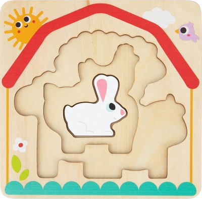 Puzzle druri Tooky Toy Multi-layered Farm, 17x17x2cm, me shtresa, shumëngjyrësh