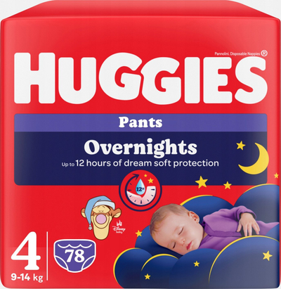 Pelenë-pantallona Huggies Overnights Pants, nr. 5, 12-17 kg, 24 copë, e kuqe