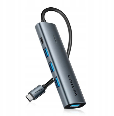 Hub USB Vention 5 në 1, USB C 3.0, 0.15m, gri