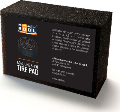 Aplikator gome ADBL One Shot Tire Pad, 7 x 5 x 2.5 cm, shkumë mesatarisht e fortë, i zi