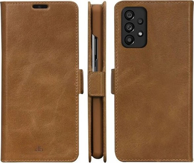 Këllëf‑portofol Dbramante1928 Lynge për Galaxy A53, lëkurë, me RFID, ngjyrë tan