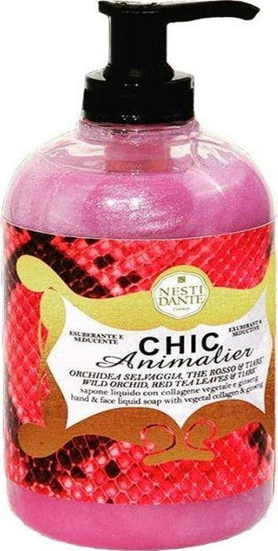 Sapun i lëngshëm Nesti Dante Chic Animalier, për duar dhe fytyrë, me kolagjen vegjetal dhe xhensen, 500ml