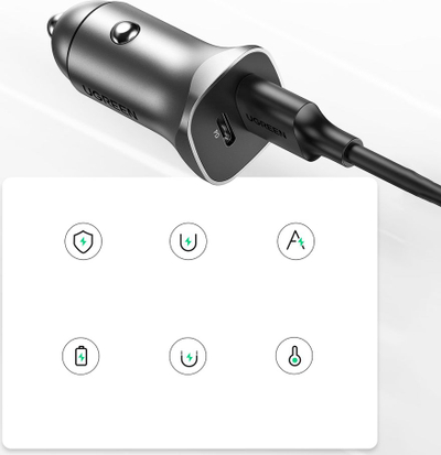 Karikues makine Ugreen CD130, 1x USB A 1x USB C, 24W, gri