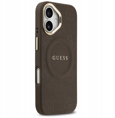 Mbrojtëse telefoni Guess Peony për iPhone 17, lëkurë PU, MagSafe, kafe