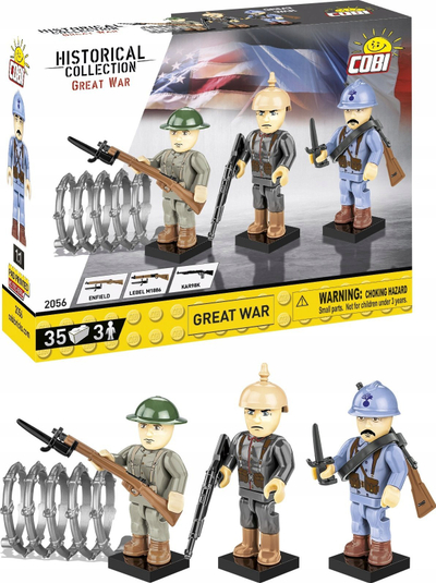 Set figurina ndërtuese COBI World War I, 35 copa, 3 figura, shumëngjyrëshe