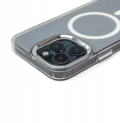 Maska за телефон Hurtel Glitter со MagSafe за iPhone 16e, TPU, полупроѕирна, бела