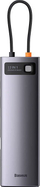 Dock USB C Baseus Metal Gleam BSU3545, 12 në 1, me HDMI dhe RJ45, gri metalik