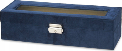 Kuti për ora Giftdecor Watch Box, 6 ndarje, me çelës, blu petrol