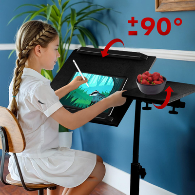 Tavolinë lëvizëse për laptop Maclean MC-121B, lartësi e rregullueshme 59-89cm, kapacitet 30kg, e zezë
