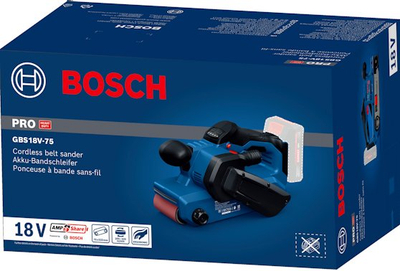Shlif makinë me rrip Bosch GBS18V-75, 18V, pa furça, blu