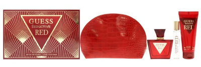 Set Eau de Toilette 75 ml + Eau de Toilette 15 ml + Qushësht trupi 100 ml + Çantë kozmetike GUESS Seductive Red