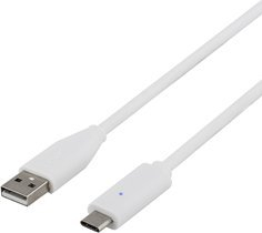 Kabllo USB Deltaco USB-C me USB-A, 2 m, 10W, e bardhë