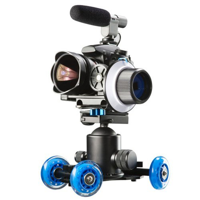 Dolly mini për kamera Walimex 18631, me rrota gome, platformë 1/4", blu