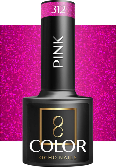 Llak xhel hibrid Ocho Nails Pink 312, 5g, me shkëlqim, rozë