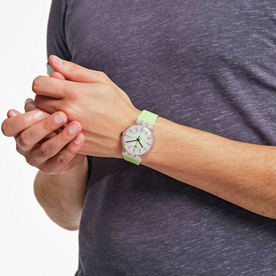 Orë Swatch Monthly Drops Green Daze SO29K106, e gjelbër