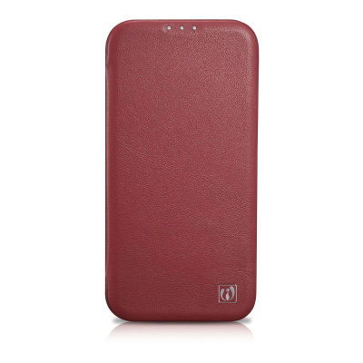Kllëf lëkure iCarer CE Premium Leather Folio, për iPhone 14 Pro, MagSafe, i kuq