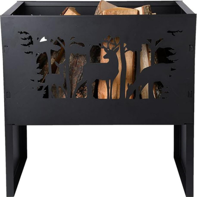Vatër zjarri për kopsht Esschert Design Deer, katrore, metal, e zezë