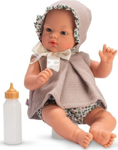 Kukull bebe Asi Doll Koke, trup tekstil, me shishe, e kaftë