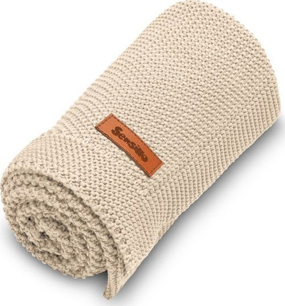 Batanije pambuku për bebe Sensillo Knitted, 100x80 cm, e thurme, bezhë
