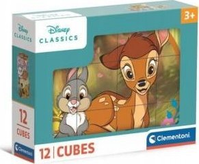 Puzzle kubik Clementoni Disney, 12 kuba, për fëmijë 3–5 vjeç, shumëngjyrësh