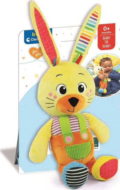 Lepurush pelushi Clementoni My Friend Bunny, për bebe që në ditët e para, lahet në lavatriçe, me shumë ngjyra