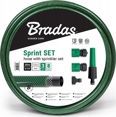 Zorrë kopshti Bradas Sprint Set, 20 m, Ø1/2", jeshile