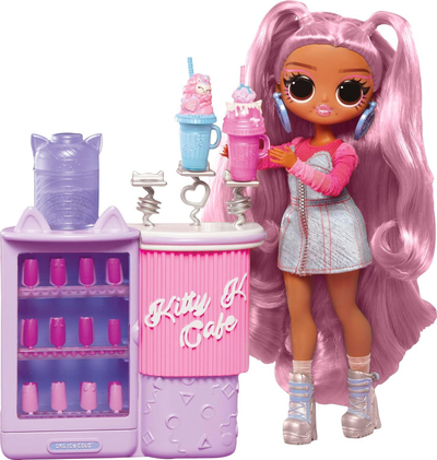 Set lodër LOL Surprise OMG Sweet Nails Kitty K Café, kukull fashion, manikyr me glitter, rozë