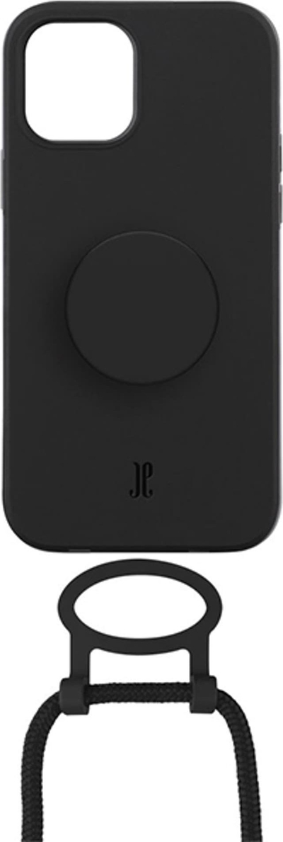 Këllëf telefoni Just Elegance PopGrip për iPhone 11 XR, me kordelë, TPU, i zi