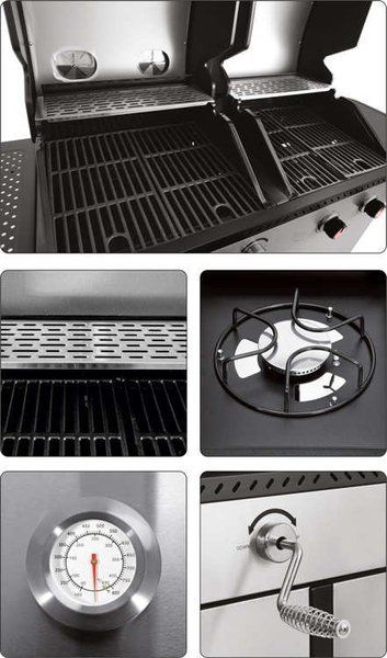 Grill me gaz dhe qymyr YATO YG-20030, 8.2kW, trup çelik inox, ngjyrë argjendtë