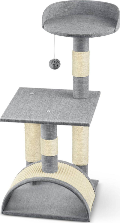 Post gërryes për mace Pethaus PH-003, 79 cm, me tunel, gri