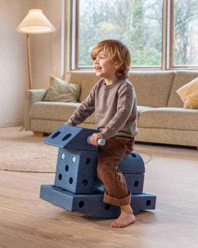 Set lojërash modular MODU Explorer, kreativ për fëmijë, 15 krijime, blu