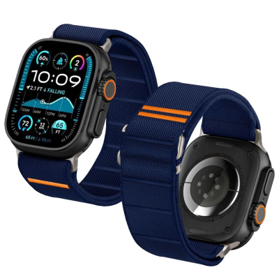 Rrip ore Tech-Protect Nylon Slip për Apple Watch, 44-49mm, najlon, blu navy me portokalli