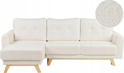 Këndi Beliani Siro Boucle, chaise i djathtë, me shtrat, i bardhë
