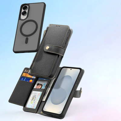 Калевче-книга Dux Ducis Lawa Series MagSafe, Samsung Galaxy S25 Edge, вештачка кожа, црно
