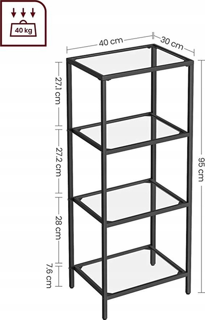 Raft metalik LEOBERT VASAGLE LGT028B61, 4 rafte, i zi