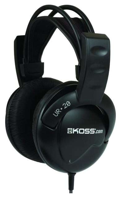Kufje Koss UR20 DJ Style, që zënë gjithë veshin, me kabllo 3.5mm, të zeza