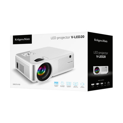 Проектор Kruger &amp; Matz V-LED20 LED FullHD, 1080p, бел