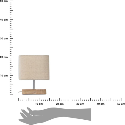 Lampë tavoline Atmosphera Toxey, 21cm, dru dhe tekstil, bezhë